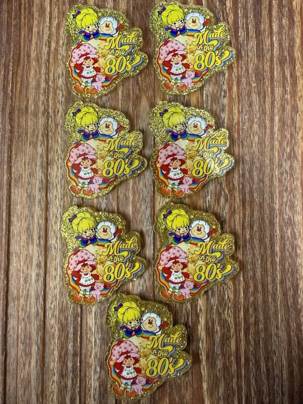 7 Pc Made In The 80s Acrylic Flatbacks